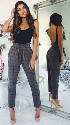 “37 Outfits con Jogger Pants para lucir Increíble y estar a la Moda - credit” Outfits Con Jogger, Bag Pants Outfit, Paper Bag Pants Outfit, Paper Bag Pants, Bag Pants, High Waist Pants, Trik Fotografi, Pinterest Outfits