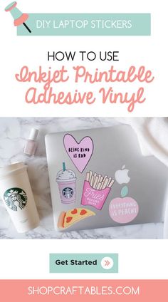 an advertisement for starbucks coffee with the text how to use inkjet printable adhesive vinyl