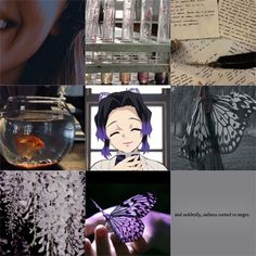 a collage of images with butterflies, books, and writing on them is featured in the bottom right hand corner