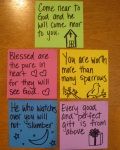 four post it notes with words written on them