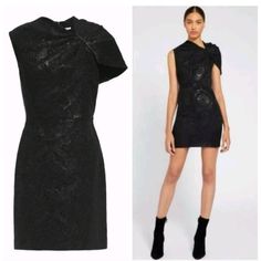 This Stunning Alice + Olivia Dress Is A Must-Have For Any Fashion-Forward Woman. The Black Jacquard Fabric Is Adorned With Metallic Accents, Giving It A Unique And Eye-Catching Look. The Mini Dress Has A Flirty And Fun Vibe, Perfect For A Night Out On The Town. With A Size 4 Fit And Regular Size Type, This Dress Is Sure To Dazzle. The Department Is Specifically For Women, Making It An Ideal Addition To Any Woman's Wardrobe. The Dress Length Is Short, Making It Perfect For Showing Off Your Legs And The Stylish Mini Cut. The Dress Is Perfect For Any Occasion And Is Sure To Become A Wardrobe Favorite. This Dress Will Fit A Size 2 More Better. Very Stylish. Black Jacquard Party Dress, Black Jacquard Cocktail Dress, Chic Black Jacquard Dress, Formal Black Jacquard Dress, Elegant Black Jacquard Dress, Black Jacquard Formal Dress, Formal Fitted Jacquard Mini Dress, Fitted Jacquard Dress For Night Out, Metallic Mini Dress