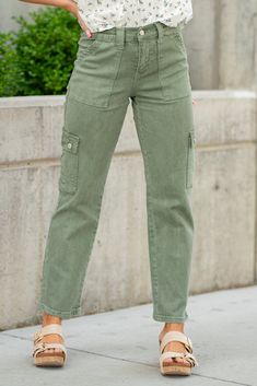 Vervet Flying Monkey Jeans These cargo high rise straight jeans are perfect for this summer! Color: Army Green Cut: Cargo Straight, 27* Rise: High Rise, 10" Front Rise* Material: 98.5% Cotton 1.5% Spandex Machine Wash Separately In Cold Water Stitching: Classic Fly: Zipper Style #: V3376AG *Measured on the smallest size, measurements may vary by size. Contact us for any additional measurements or sizing. If the size you're after isn't in stock, no worries! Simply click on your preferred size and Monkey Jeans, High Rise Straight Jeans, Kancan Jeans, Comfy Jeans, Flying Monkey Jeans, Weird Fashion, Flying Monkey, Summer Color, Green Pants