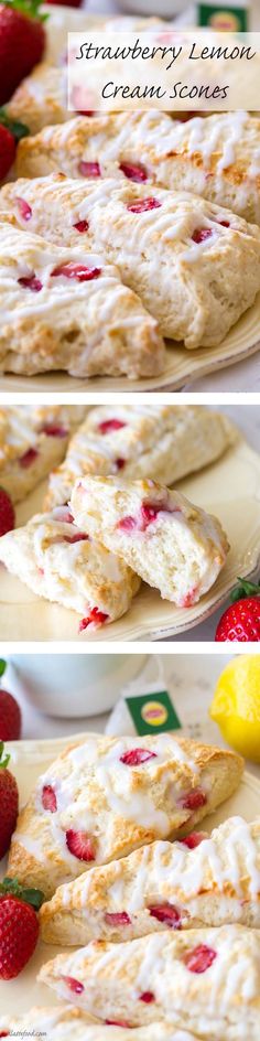 strawberry lemon crepes with cream cheese and fresh strawberries on the side are ready to be eaten