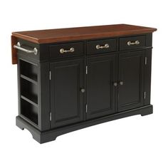 a kitchen island with two doors and drawers