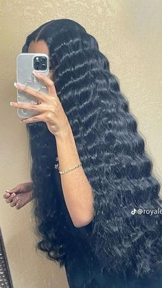 50 Inch Wig, Crimp Sew In, Middle Part Curly Quick Weave, Tracks Hairstyles Sew Ins Black Women, Breezy Wave Quick Weave, Leave Out Styles, Long Wig Hairstyles, Hairstyles With Bundles, Cute Birthday Hair