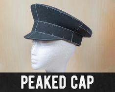 Stylish Peaked Cap Foam Pattern for any costume you want! Super easy to follow, can be resized individually and be used for as many projects as you want! The hat is designed to fit my own head at 55.6cm (22inch) circumference. However, this pattern includes a chart on how to scale it to fit your own head. I recommend using 5mm low or high density EVA foam (high density works too) as well as contact cement to create these pieces. Check out my blog entry for EVA foam armor to learn everything you need to know! It's super easy and incredible fun to create a costume! Other materials (like Worbla) work as well of course!  You can find more instructions on how to make costume pieces and props in my tutorial books or on my YouTube channel. This Peaked Cap Foam Pattern is a digital PDF download. A Eva Foam Armor, Foam Armor, Prop Making, Military Cap, Shoulder Armor, Cap Patterns, Peaked Cap, How To Make Diy, Mad Max