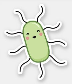 a green bug sticker on a white background