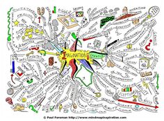 a map with many different things on it and words written all over the entire map