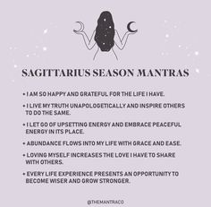 the zodiac sign for sagitrus season mantras