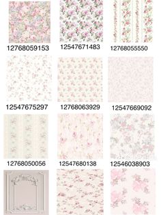 various wallpapers with flowers on them and numbers in different colors, sizes and shapes