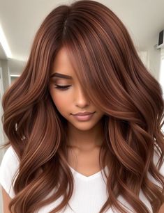 Dark Brown With Copper Highlights, Hair Copper Highlights, Chocolate Copper Hair, Copper Balayage Brunette, For Brunettes Balayage, Hair Color Ideas For Brunettes Balayage, Fall Hair Colors Copper, Brunettes Balayage