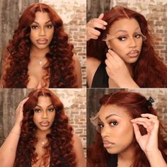 Product Name Klaiyi Brunette Auburn Copper 13x4 Lace Frontal Wig Virgin Human Hair Reddish Brown Color Hair Material 100% Virgin Human Hair Wig, Can Be Dyed And Ironed By Your Favor Hair Grade Klaiyi Hair, Virgin Hair, Body Wave Hair, Medium Luster, Bleach/Dye Friendly Density 150%/180% Hair Color Reddish Brown 33B# Co Auburn Hairstyles, Frontal Wig Body Wave, Matric Dance, Curled Hair, Hair Body Wave, Brazilian Straight Hair, 4c Natural, Hair Aesthetic