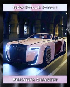 the new rolls royce concept car is shown in this advertisement for an upcoming luxury vehicle