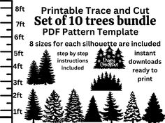 pine tree silhouettes set of 10 trees bundle with 8 sizes for each silhouette are included