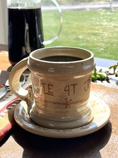 a coffee cup sitting on top of a saucer