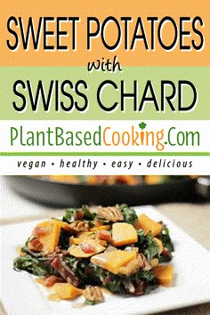 sweet potatoes with swiss chard on a plate