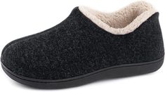 PRICES MAY VARY. COMFY WOOLEN BLEND COTTON UPPER for ultimately breathable along with closed back heel keep warmth in. These house slippers provide good all-around coverage of the whole foot while still have enough elasticity to fit them well, little to no clunky feeling when walking on hard surfaces. FLEECE LINING & FOOTBED :It’s curved collar design house slipper. Along with high-quality and fuzzy sherpa lining, are ideal for keeping your warm from toe to ankle on cold night.This bedroom slipp Back House, Bedroom Slippers, Warm Leggings, Winter Slippers, Loafer Slippers, Rubber Shoes, Collar Designs, House Shoes, House Slippers