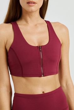 FINAL SALE - No REFUNDS or EXCHANGES on this item. On your marks, get set, go in the run-ready Night Track Zip Bra. Inspired by the lines of a track, this zip-front bra with contrast stitching is the perfect sporty-cool look. Perfect for your next run or HIIT workout - pair with the Night Rider High Legging to complete the look. Made in our mid-weight, super-smoothing jersey fabric: Streamline. Medium impact Front zip bra with contrast stitching 12” L Streamline fabric: mid-weight, compressive jersey Moisture wicking for maximum dryness  Self: 84% Nylon 16% Spandex, Contrast: 95% Polyester 5% Spandex Machine wash cold, lay flat dry Imported Zip Bra, Night Rider, Hiit Workout, Contrast Stitch, Jersey Fabric, Lay Flat, Moisture Wicking, Final Sale, How To Look Better