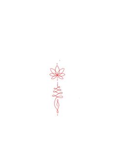 a red line drawing of a flower on a white background