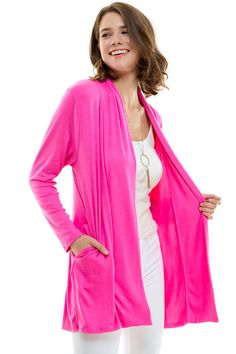 Women's Casual Lightweight Open Front Cardigan and Soft Basic Drape Long Sleeve Sweater Coat * A variety of colors (17 colors) and sizes (S-3XL) * Material: Polyester, Spandex / Lightweight, skin-friendly, soft and comfortable fit. * Match: Goes well with tank top, T-shirt, tops, jeans, skirt, hot pants, casual pants, leggings to elongate your silhouette and flatter your figure * Wash: Machine wash cold / hang dry / hand wash recommended * Occasions: Suitable for casual and formal occasions, suc Pink Solid Color Cardigan For Spring, Spring Pink Solid Color Cardigan, Pink Fall Shrug, Elegant Pink Sweater For Layering, Pink Long Sleeve Shrug For Winter, Spring Wrap Cardigan In Solid Color, Spring Solid Color Wrap Cardigan, Long Pink Sweater For Spring, Pink Long Sweater For Spring