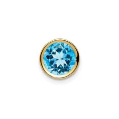 14k 7mm Blue Topaz bezel pendant December Stone, December Birthstone Jewelry, 12 December, Blue Topaz Stone, Elegant Pendant, Bezel Pendant, Yellow Stone, Swiss Blue Topaz, Rose Gold Metal