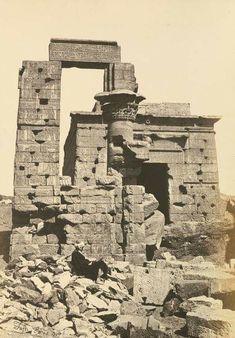 an old black and white photo of ruins