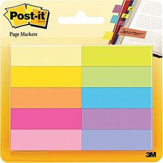 the post - it notes are lined up and ready to be used in your project