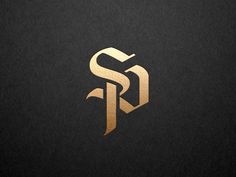 the letter s is made up of gold and black letters on a black background, which are