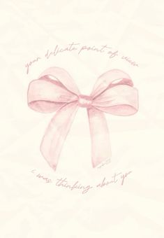 a drawing of a pink bow with writing on it