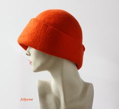 "Orange hat Felt hat felted hat Women's hat cloche hat felt hats felted hats Retro hat La belle epoque Art Deco 1920s hat Art Hats Orange hat cloche hat 1920's woman hat FELTPOINT Hats&Caps Accessories Wool Merino wool Handmade Great, very flattering hat ! Soft and durable ! Adapts to the head ! Special and unique ! Sophisticated and elegant ! This hat on the picture is made in orange color (No 9) On order I can make a hat in a different size and color. Made just for you To measure your head Retro Cloche Felt Hat For Winter, Retro Winter Cloche Felt Hat, Vintage Felt Cloche Hat For Winter, Vintage Winter Felt Hat, Vintage Felt Cloche Hat With Curved Brim, Vintage Brimmed Felt Cloche Hat, Vintage Felt Cloche Hat, Vintage Brimmed Cloche Hat In Felt, Art Hats