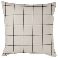 a black and white pillow with a checkered pattern on the front, sitting against a white background