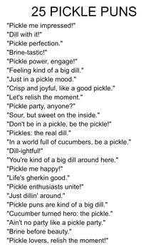 an image of the poem 25 pickle puns