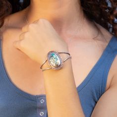 Abalone Shell copper and silver cuff – Seaside Harmony Jewelry Ocean Hues, Soldered Jewelry, Vitreous Enamel, Sea Snail, Soldering Jewelry, Abalone Shell, A Sea, Silver Cuff, Copper Jewelry