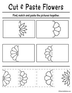 cut and pastee flowers worksheet for kids to learn how to make them