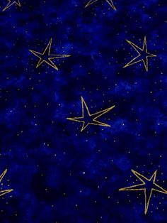 gold stars on a blue background that looks like they have been painted with acrylic paint