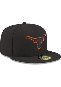 This Texas Longhorns Black Fitted Hat features a front embroidered team logo on a structured polyester crown with flat visor that can be curved. You'll be ready to show your Longhorns pride with this Cap! Hook Em Horns! New Era 59FIFTY, Front embroidered team logo, Back embroidered wordmark, 59FIFTY fitted sizing, Fitted sizing, Polyester material, Polyester, Wipe clean with cloth or cleaning kit, 4 Fitted Flat Crown Hat For Baseball Season, Flat Crown Fitted Hat For Baseball Season, Baseball Season Fan Merchandise Flat Brim Hat, Flat Brim Baseball Fan Merchandise Hats, Flat Brim Hats For College Baseball Season, Flat Bill Trucker Hat For Fans, Curved Brim Hats With Team Logo For Fan Gear, Fan Gear Hats With Team Logo And Curved Brim, Flat Crown Sports Hat For Baseball Season