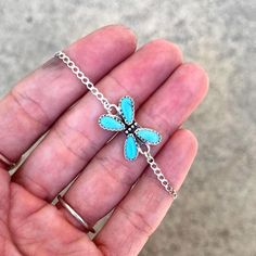 Turquoise Butterfly Bracelet! Lone mountain turquoise set in fine silver on a sterling silver curb chain. Bracelet measures 5.75" long with a 1" extension added! Handmade with love! Turquoise Butterfly Jewelry For Gift, Turquoise Butterfly Sterling Silver Jewelry, Handmade Turquoise Butterfly Jewelry, Artsy Turquoise Nickel-free Jewelry, Adjustable Hand-strung Turquoise Bracelets, Turquoise Butterfly, Unique Nickel-free Turquoise Bracelet, Curb Chain Bracelet, Butterfly Bracelet