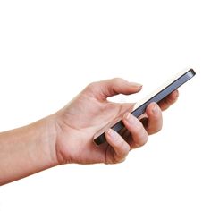 a woman's hand holding an electronic device with white background royalty images and clippings