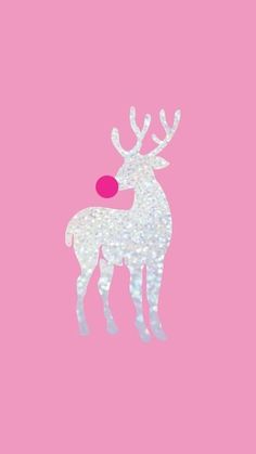 a pink and white deer with antlers on it's head, against a pink background