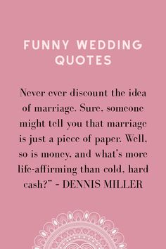 a pink card with the words funny wedding quotes