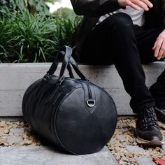 SUBSTANTIAL LEATHER DUFFLE BAG // BLACK by Capra - Capra Leather Bag Shoot, Black Duffel Bag, Mens Duffle Bag, Bag With Shoe Compartment, Black Duffle Bag, Divine Proportion, No Thanks, Leather Duffle Bag, Leather Duffle