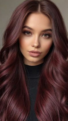 fall hair colors skin brown Merlot Hair, Black Cherry Hair Color, Hair Color Fall, Black Cherry Hair, Cherry Hair Colors, Chestnut Brown Hair, Winter Hair Color Ideas, Modern Short Hairstyles, Hair Maintenance Tips