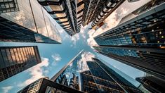 looking up at skyscrapers in new york city