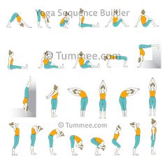 a woman doing yoga poses in various positions