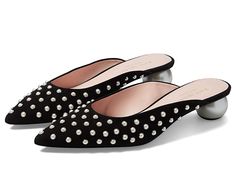 Kate Spade New York Honor - Women's Shoes : Black Ivory : Look unique and vibrant by wearing the gaze-worthy Kate Spade New York Honor Heels. Man-made upper. Leather lining and insole. Vamp embellished with multicolored stones. Slip-on style. Pointed toe silhouette. Spherical heel style. Leather outsole. Imported. Measurements: Heel Height: 1 1 2 in Weight: 8.75 oz Product measurements were taken using size 9, width M. Please note that measurements may vary by size. Weight of footwear is based o Kate Spade Sandals, Rhinestone Pumps, Mule Sneakers, Suede Tassel, Wooden Shoes, Black Shoes Women, Kate Spade Shoes, Clothes Sale, Womens Clogs