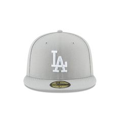 Sport meets fashion. The Los Angeles Dodgers Basic 59FIFTY Fitted Cap features an embroidered Dodgers logo at the front panels with the MLB Batterman logo at the rear and a gray undervisor. Solid Color Snapback Baseball Cap With Embroidered Logo, Urban Fitted Hat With Embroidered Logo And Curved Brim, Classic Visor Hat With Logo Patch, Urban Style Baseball Season Visor Hat, Classic Trucker Hat With Embroidered Logo, Urban Baseball Visor Hat, Gray Snapback Fitted Hat For Streetwear, Solid Color Snapback Hat With Embroidered Logo, Solid Snapback Hat With Embroidered Logo