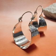 Artisan Sterling Silver Hoop Earrings, Unique Hand Forged Sterling Silver Hoop Earrings, Artisan Silver Hammered Hoop Earrings, Silver Hammered Artisan Hoop Earrings, Artisan Hand Forged Hoop Earrings, Basket Earrings, Hoop Earrings Big, Hoop Earrings For Men, Silver Basket