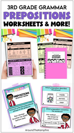 Prepositions and prepositional phrases worksheets and task cards. Prepositional Phrases Worksheets, Prepositional Phrases Activities, Reading And Writing Activities, Prepositional Phrases