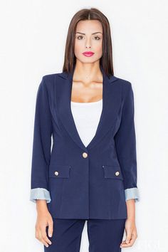 Ladies Blazer, Navy Blue Jacket, Dark Blue Color, Mens Casual Outfits, Blazer Buttons, Blue Jacket, Chic Dress, Sport Outfits, Women's Blazer