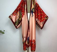 #ad Great shopping ideas for Red Peacock Kimono Batwing Cardigan Silky Robe Beach Kaftan Robe White Abaya, Fashion Women's Tops Traditional Long Kimono For Summer, Traditional Shawl Kimono For Summer, Traditional One Size Kimono For Summer, Traditional Open Front Summer Robe, White Abaya, Printed Kimono Jacket, Red Peacock, Batwing Cardigan, Silky Robe